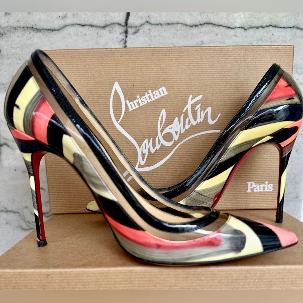 Christian Louboutin Multicolor Patent Pumps Red Sole Pointed Tor Heels